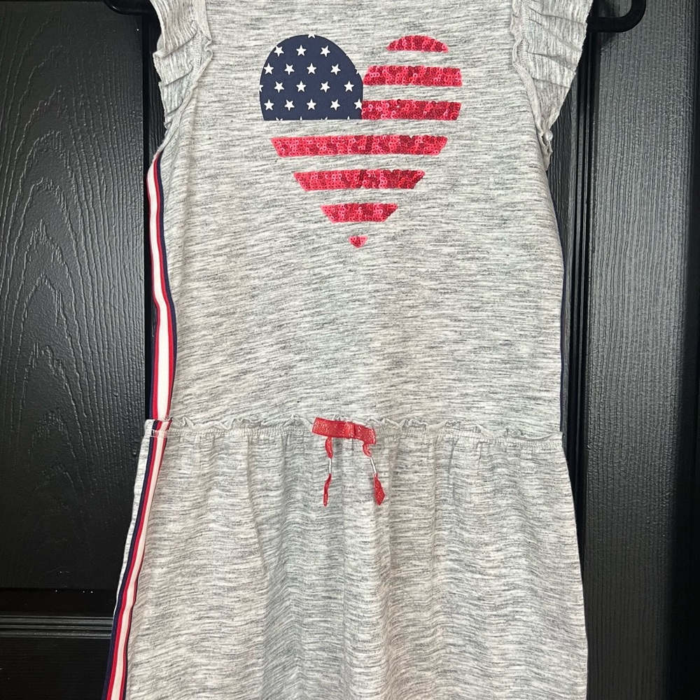Cat & Jack Gray Dress with Heart and Stripe Accents
